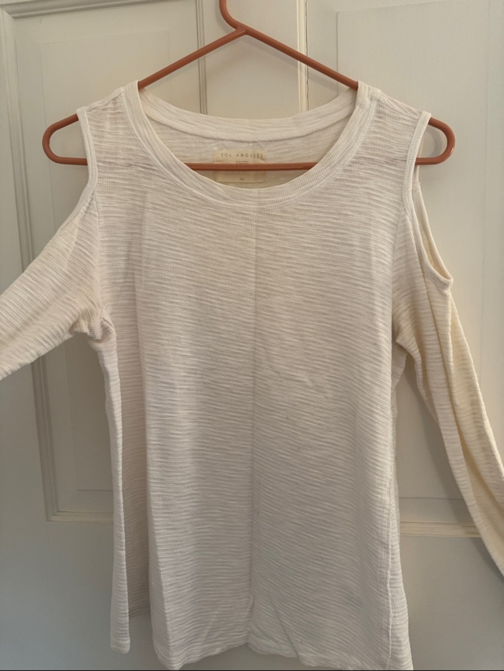 Sol Angeles Cold-Shoulder Long Sleeve Top - Cream